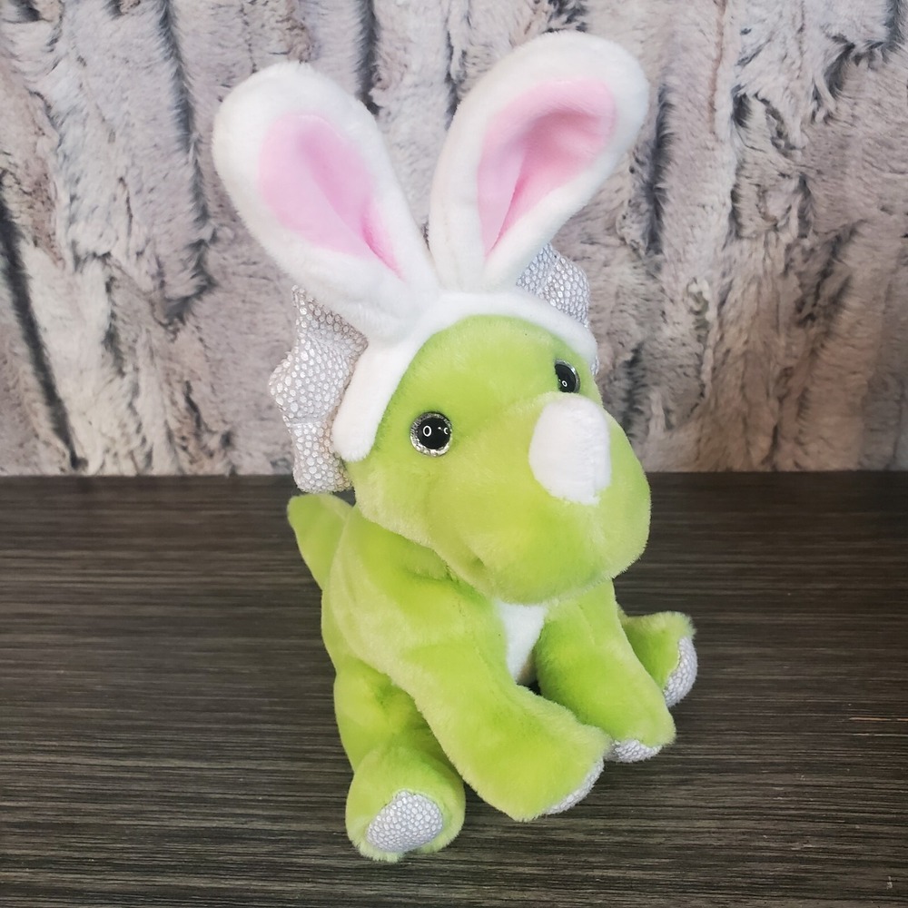 Frankford Green Triceratops Dinosaur Stuffed Animal Plush Toy Bunny‎ Rabbit Ears